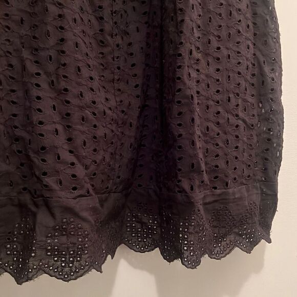 Women's Black Broderie Anglaise V Neck Sleeveless Tunic Dress - Picture 5 of 6